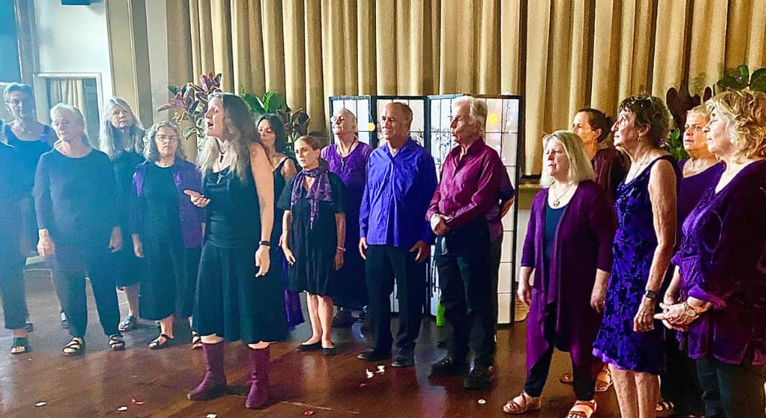 WolfSong Voices choir performing on stage at a Northern Rivers community concert
