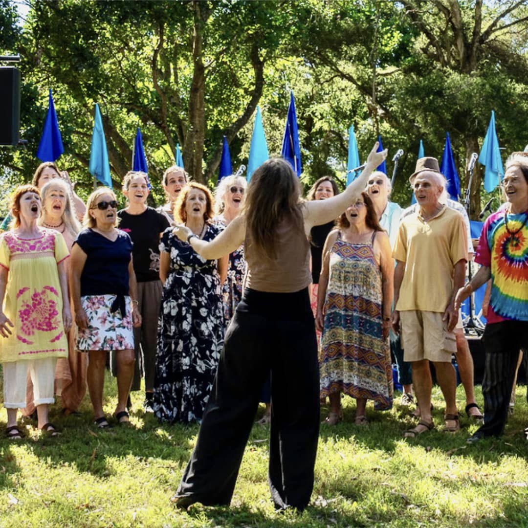 WolfSong performing at Resilient Lismore outdoor community concert in the park