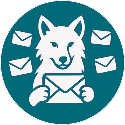 Icon of wolf holding envelope for mailing list
